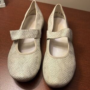 RIEKER- Elegant Silver Mary Jane Flats- ultimate comfort.